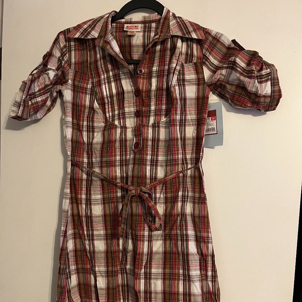 Mossimo Supply Women's XS Red Plaid Shirt Dress - NWT